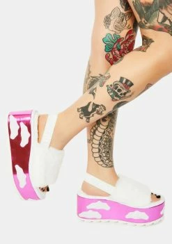 Y.R.U. Qozii Sunset Sky Faux Fur Platform Slides Platforms