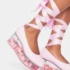 Y.R.U. Pink Qloud Swan Lace Up Platforms