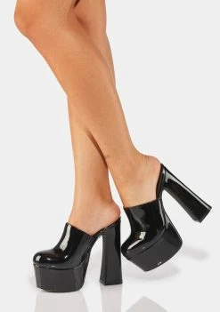 Y.R.U. Black Stardust Platform Clogs Platforms