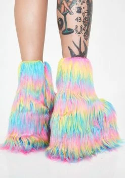 Y.R.U. Platforms Qomet Pastel Fur Platform Boots