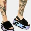 Y.R.U. Qozii Night Sky Faux Fur Platform Slides