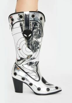 Y.R.U. Boots & Booties UFO Chrome Space Cowgirl Metallic Boots