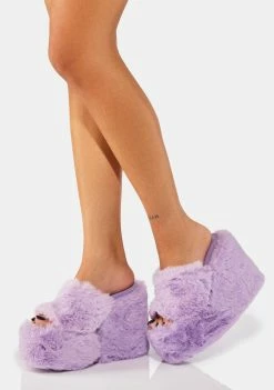 Y.R.U. Lavender Gravity Faux Fur Sandals