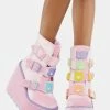 Y.R.U. Platforms Pink Velvet Dune Lo Care Bears Boots