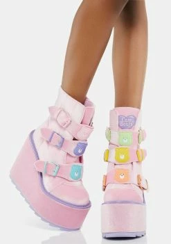 Y.R.U. Platforms Pink Velvet Dune Lo Care Bears Boots