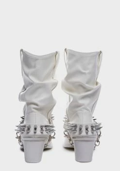 Y.R.U. White Death Proof Lo Spike Cowboy Boots Boots & Booties