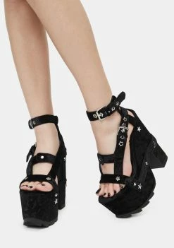 Cheap π Y.R.U. Nightcall Black Velvet Platform π Heels Platforms π 8 Y.R.U. Nightcall Black Velvet Platform Heels Platforms