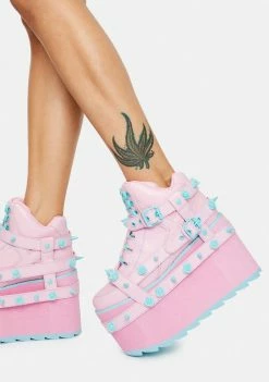 Y.R.U. Platforms Baby Pink Qozmo Bondage Rose Platform Sneakers