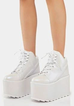 Deals ✔️ Y.R.U. White Pearl Qozmo Platform 👟 Sneakers 💯 9 Y.R.U. White Pearl Qozmo Platform Sneakers