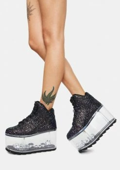 Y.R.U. Black Glitter Qloud Ultra Qozmo Platform Sneakers Platforms