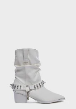 Y.R.U. White Death Proof Lo Spike Cowboy Boots Boots & Booties