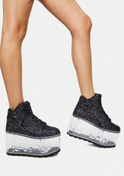 Y.R.U. Black Glitter Qloud Ultra Qozmo Platform Sneakers Platforms