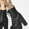 Y.R.U. Black Glitter Night Terror Platform Boots