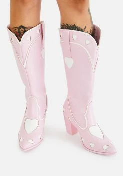 Y.R.U. Pink Heart Space Cowgirl Boots Cowboy Boots