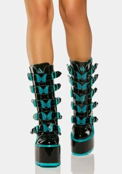 Y.R.U. Wedges Black Dune Butterfly Boots