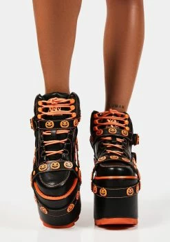 Y.R.U. Orange Qozmo Bondage Jack-O-Lantern Platform Sneakers