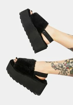 Y.R.U. Platforms Qozii Faux Fur Platform Slides