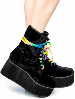 Y.R.U. Boots & Booties Bloq Velvet Platform Boots