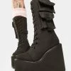 Y.R.U. Platform Boots Black Canvas Dune Desert Boots