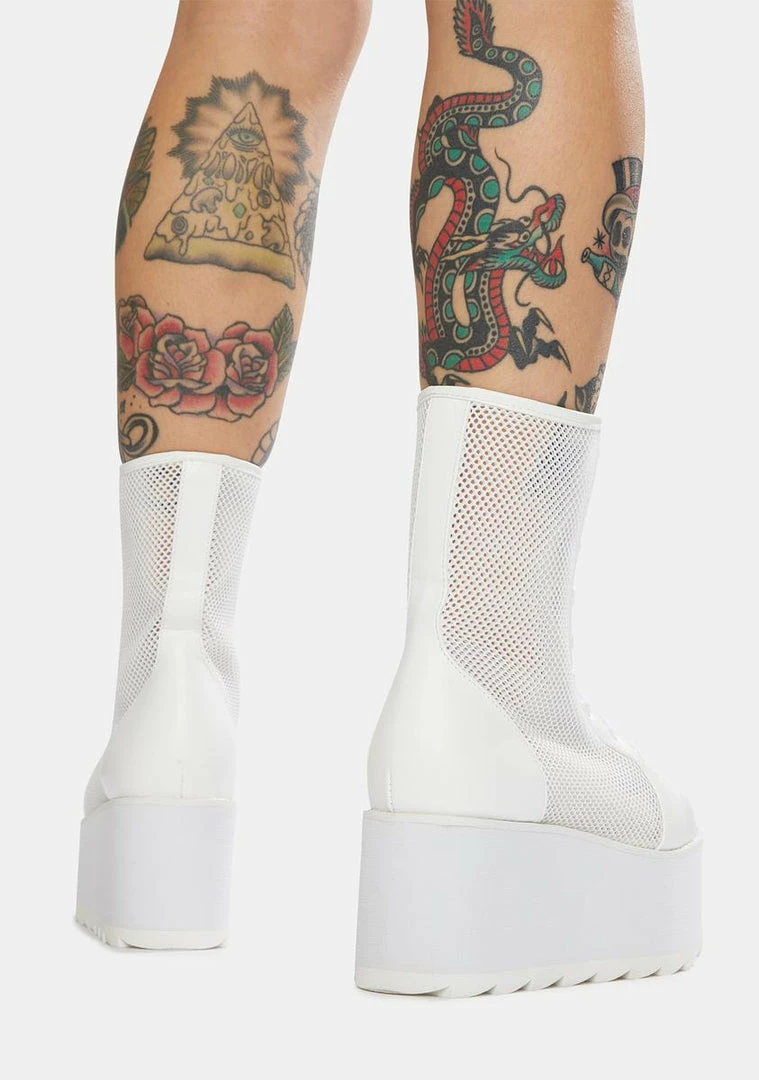 Buy ๐คฉ Y.R.U. Platforms White Bloq Mesh Platform ๐ฅพ Boots ๐ 6 Y.R.U. Platforms White Bloq Mesh Platform Boots