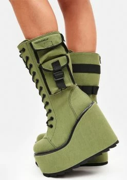 Y.R.U. Army Green Dune Desert Platform Boots