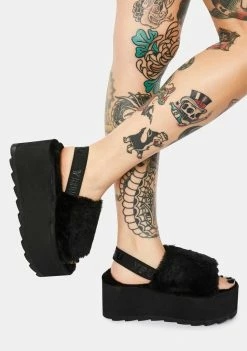 Y.R.U. Platforms Qozii Faux Fur Platform Slides