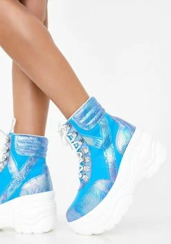 Y.R.U. Platforms Matrixx Hi Blue Reflective Platform Sneakers