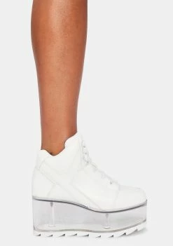Y.R.U. White Qozmo Qloud Clear Platform Sneakers