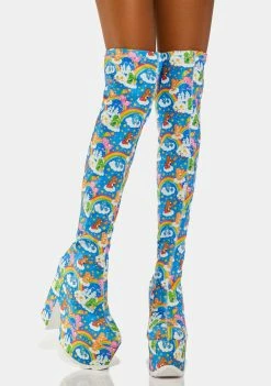 Y.R.U. Labyrinth Care Bears Blue Sky Thigh High Boots