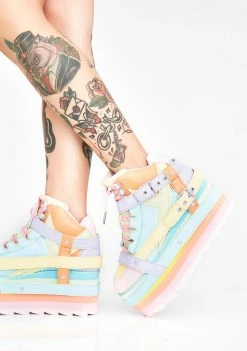Y.R.U. Platforms Pastel Qozmo Bondage Platform Sneakers