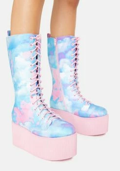 Y.R.U. SHOP 9 Y.R.U. Pastel Qloud Kaos Hi Platform Boots