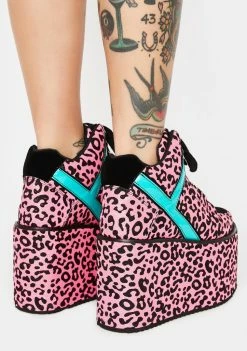 Y.R.U. Qozmo Pink Leopard Platform Sneakers Platforms