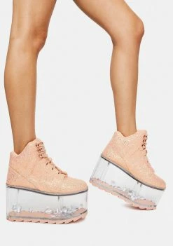 Y.R.U. Pink Glitter Qloud Ultra Qozmo Platform Sneakers