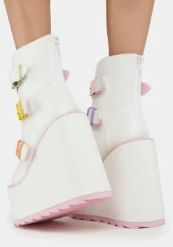 Y.R.U. White Care Bears Dune Lo Platform Boots Platforms