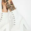 Y.R.U. Platforms White Glitter Night Terror Platform Boots