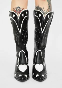 Y.R.U. White Heart Space Cowgirl Boots Cowboy Boots