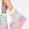 Y.R.U. Platforms Qomet Pastel Fur Platform Boots