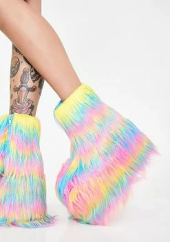 Y.R.U. Platforms Qomet Pastel Fur Platform Boots