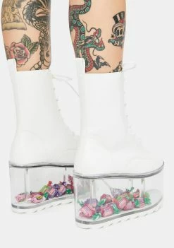 Y.R.U. Platforms Qloud Ultra White Platform Boots