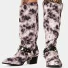 Y.R.U. Death Proof Black Tie Dye Cowboy Boots