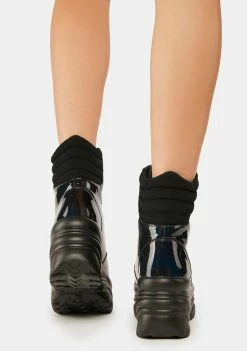 Y.R.U. Black Hologram Matrixx Hi Platform Sneakers