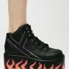 Y.R.U. Platforms Qozmo Black Flames Platform Sneakers