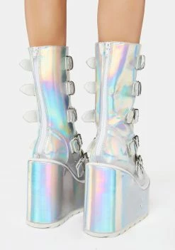 Y.R.U. Platform Boots Holographic Dune X Buckle Boots