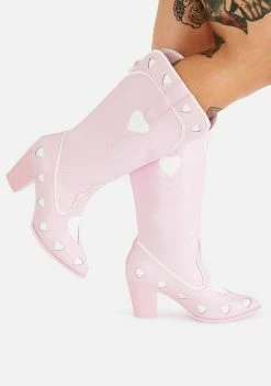 Y.R.U. Pink Heart Space Cowgirl Boots Cowboy Boots
