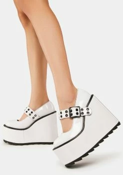Y.R.U. White Dune Platform Mary Janes