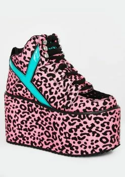 Y.R.U. Qozmo Pink Leopard Platform Sneakers Platforms