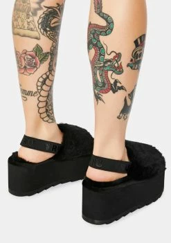 Y.R.U. Platforms Qozii Faux Fur Platform Slides