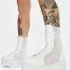 Y.R.U. Platforms White Bloq Mesh Platform Boots