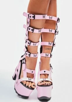 Y.R.U. Pink Nightcall Hi Butterfly Platform Heels