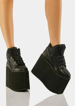 Y.R.U. Black Qozmo Sky Hi Platform Sneakers Platforms